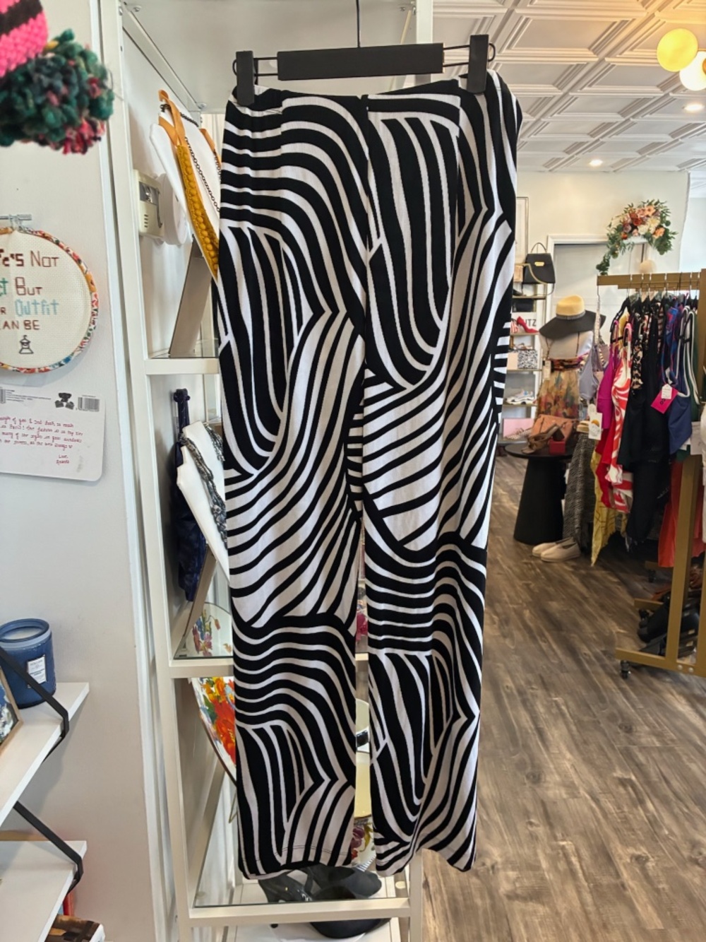 Travelers by Chicos Women's Black & White Wide-Leg Graphic Stripe Pants